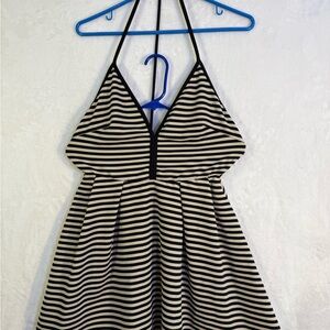 The Vintage Shop Black and Cream Striped Dress